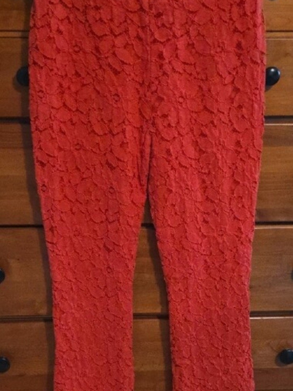 Free People Red Lace Pull On Pants